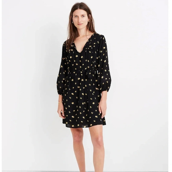 Madewell Tie-Waist Mini Dress in French Daisies Size XXS - Picture 1 of 8